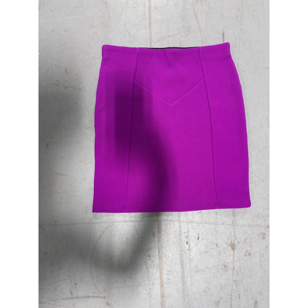 Textured Purple Mini Skirt Chevron Seam Detail Magenta Ribbed Knit Skirt